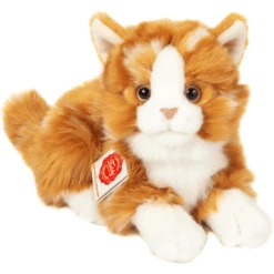 Teddy HERMANN ® Cat Lying Red Ge Tiger T, 20 Cm