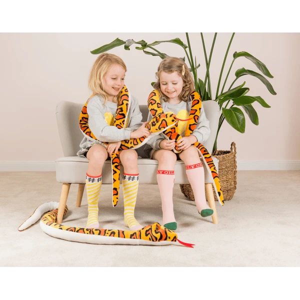 Teddy HERMANN ® Slang Orange - Geel Patroon 175 Cm - Afbeelding 4